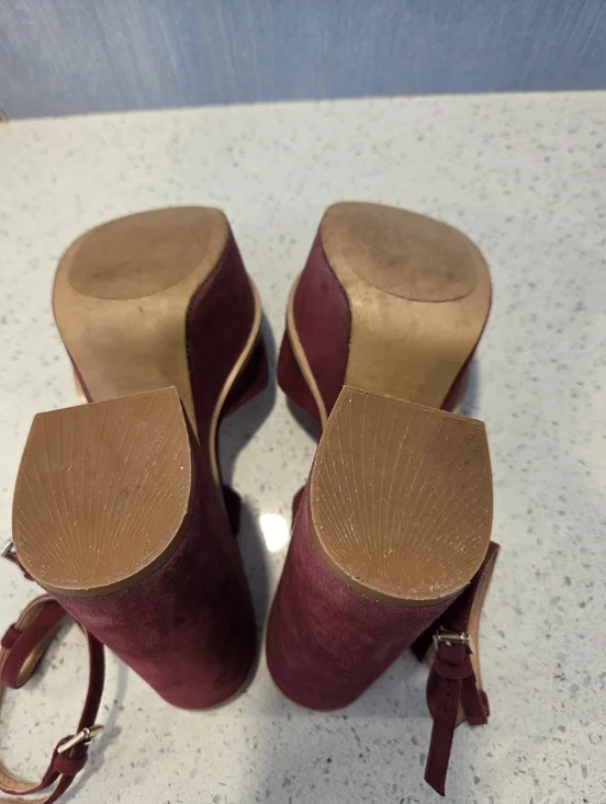 Anthropologie Free People Twin Sundown Platform Sandals In Maroon Suede - Picture 10 of 12